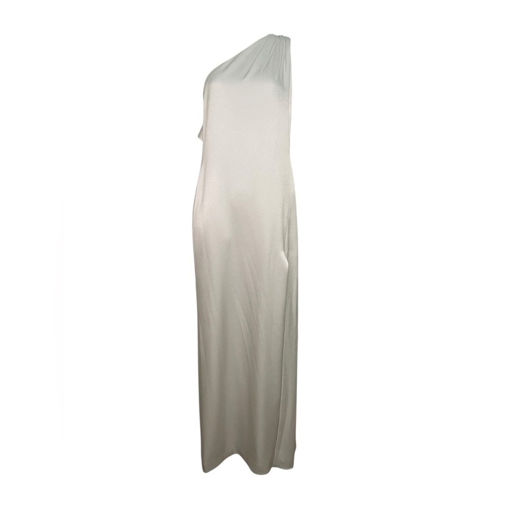Alice + Olivia Paulette One Shoulder Ivory Satin Gown Size 6 NWOT